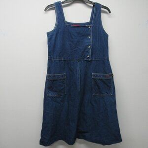 Vintage 80s Sasson Denim Jean Jumper Dress Women's sz 14/15 Teacher Preppy